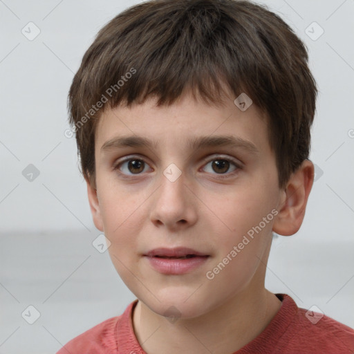 Neutral white child male with short  brown hair and brown eyes