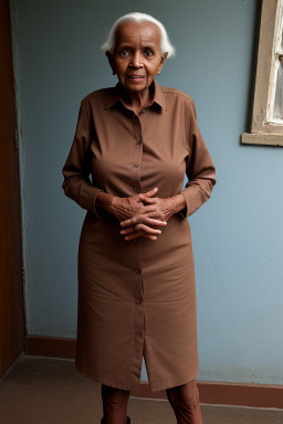 Ethiopian elderly female with  brown hair