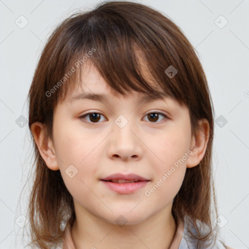 Neutral white child female with medium  brown hair and brown eyes