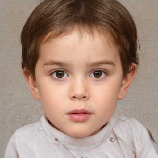 Neutral white child female with short  brown hair and brown eyes