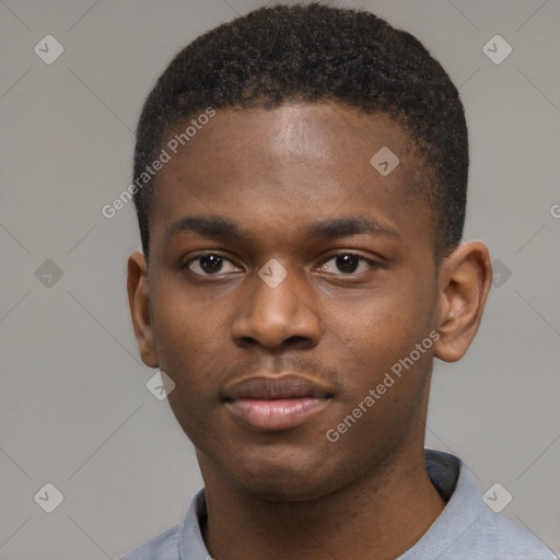 Neutral black young-adult male with short  brown hair and brown eyes