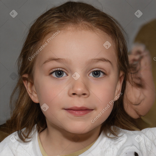 Neutral white child female with medium  brown hair and brown eyes