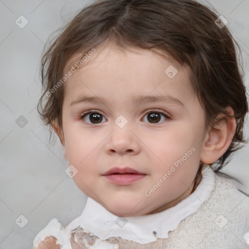 Neutral white child female with medium  brown hair and brown eyes