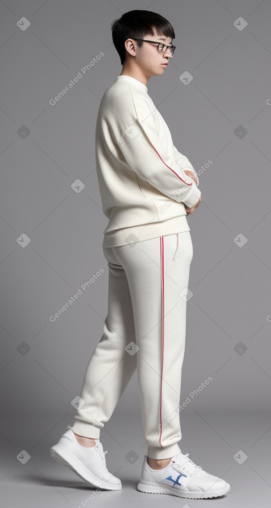 Chinese teenager boy with  white hair