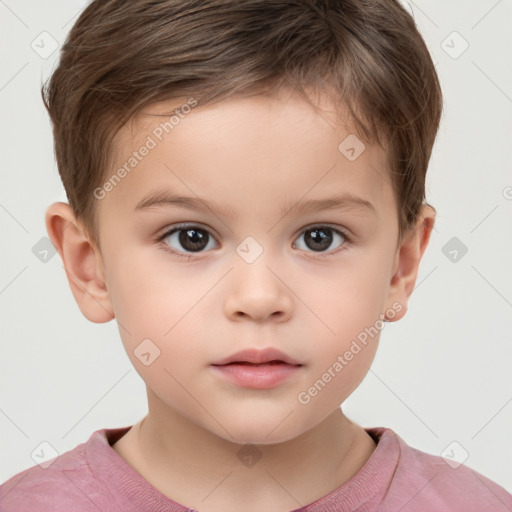 Neutral white child male with short  brown hair and brown eyes