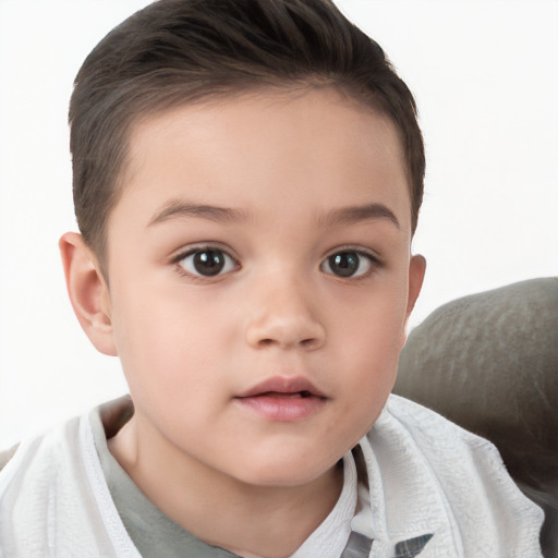 Neutral white child female with short  brown hair and brown eyes