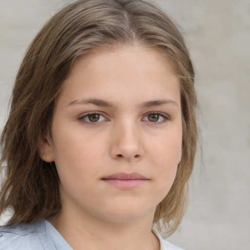 Neutral white child female with medium  brown hair and brown eyes