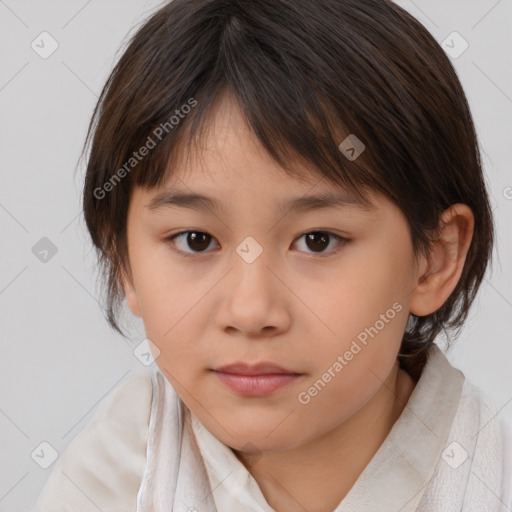 Neutral white child female with medium  brown hair and brown eyes