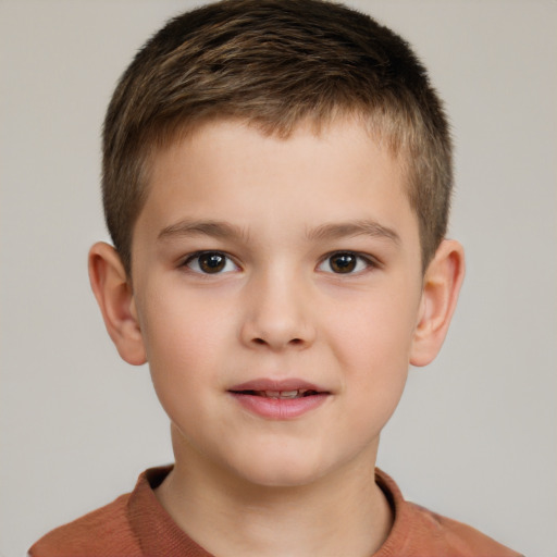 Neutral white child male with short  brown hair and brown eyes