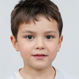 Neutral white child male with short  brown hair and brown eyes