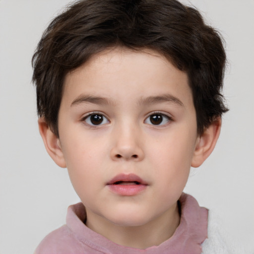 Neutral white child male with short  brown hair and brown eyes