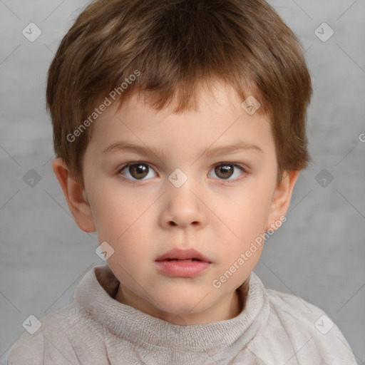 Neutral white child male with short  brown hair and brown eyes