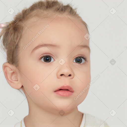 Neutral white child female with short  brown hair and brown eyes