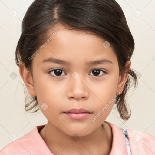 Neutral white child female with medium  brown hair and brown eyes