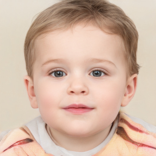 Neutral white child female with short  brown hair and blue eyes