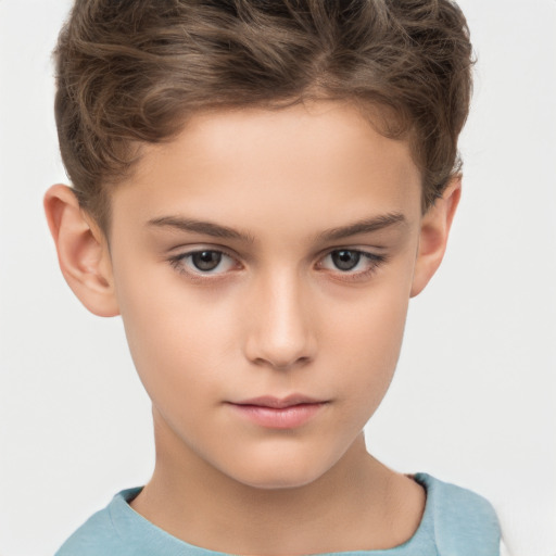 Neutral white child male with short  brown hair and brown eyes