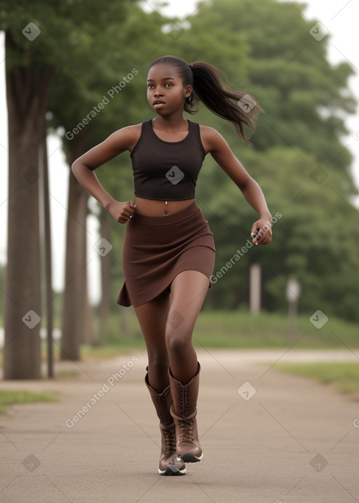 Teenager girl with  brown hair