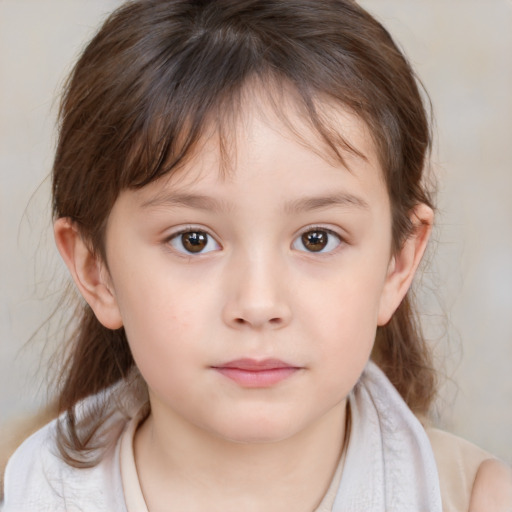 Neutral white child female with medium  brown hair and brown eyes