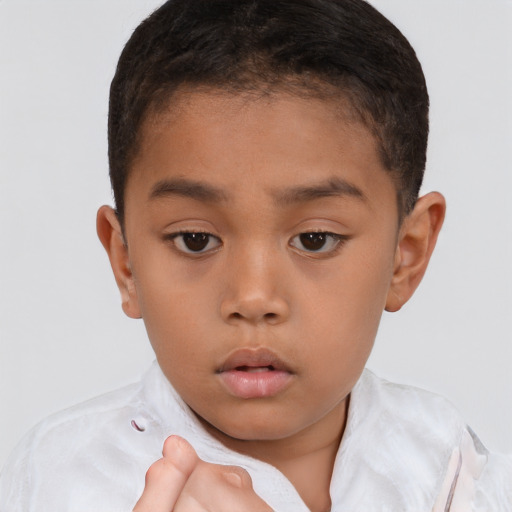 Neutral latino child male with short  brown hair and brown eyes