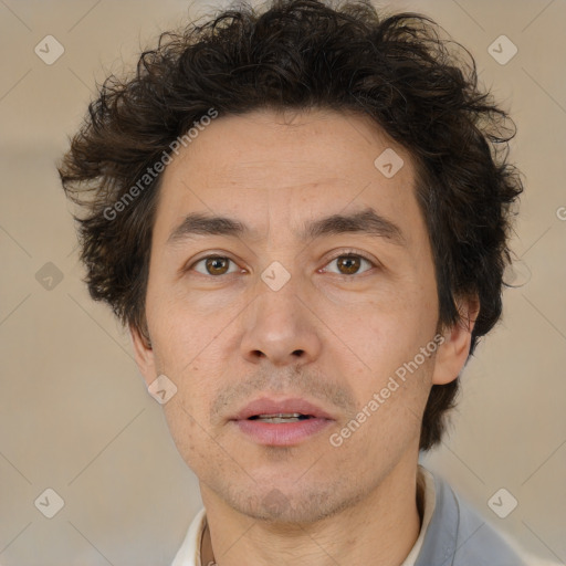 Neutral white adult male with short  brown hair and brown eyes
