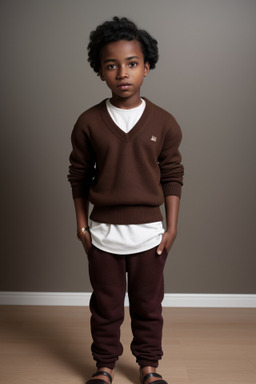 African american child male with  brown hair