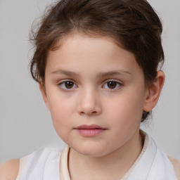 Neutral white child female with short  brown hair and brown eyes