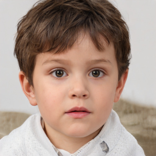 Neutral white child male with short  brown hair and brown eyes