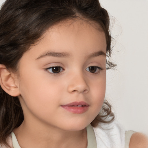 Neutral white child female with medium  brown hair and brown eyes