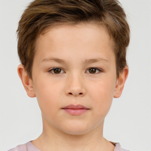 Neutral white child female with short  brown hair and brown eyes