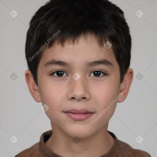 Neutral white child male with short  brown hair and brown eyes