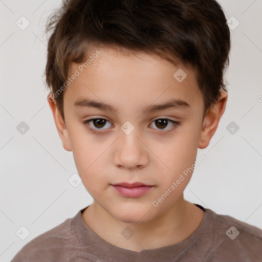 Neutral white child male with short  brown hair and brown eyes