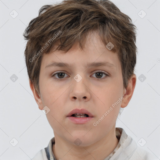 Neutral white child male with short  brown hair and brown eyes