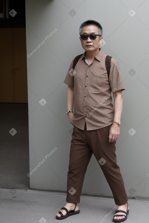 Taiwanese middle-aged male with  brown hair