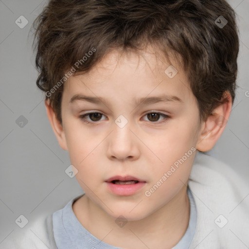 Neutral white child male with short  brown hair and brown eyes