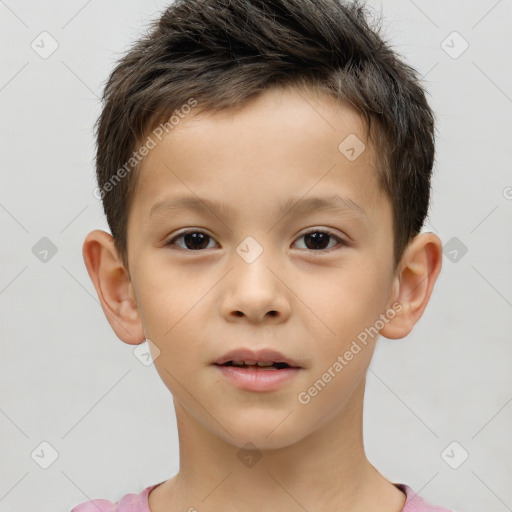 Neutral white child male with short  brown hair and brown eyes