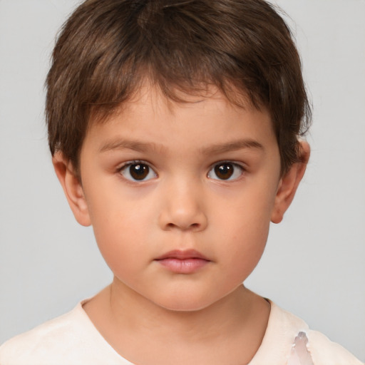 Neutral white child male with short  brown hair and brown eyes