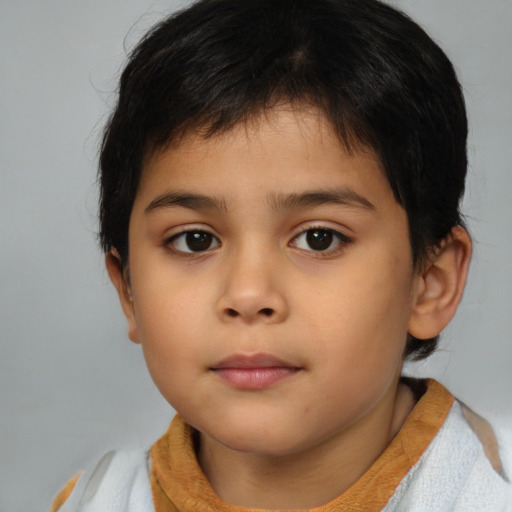 Neutral asian child female with short  brown hair and brown eyes
