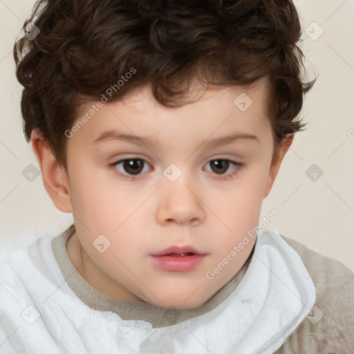 Neutral white child male with short  brown hair and brown eyes