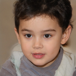 Joyful white child male with short  brown hair and brown eyes