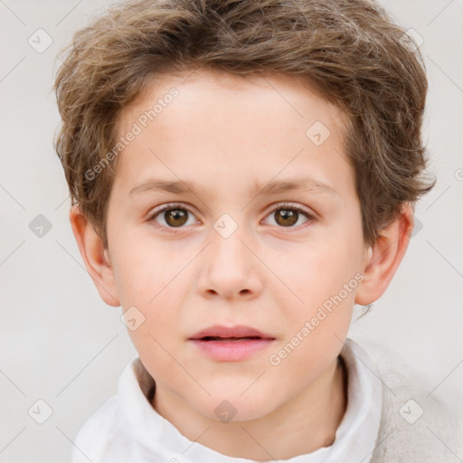 Neutral white child male with short  brown hair and brown eyes