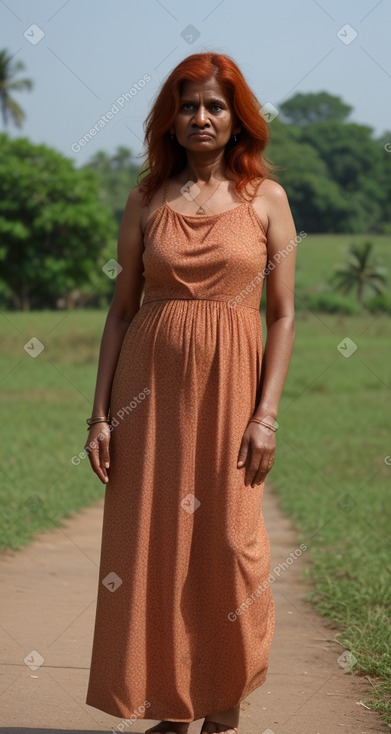 Sri lankan middle-aged female with  ginger hair