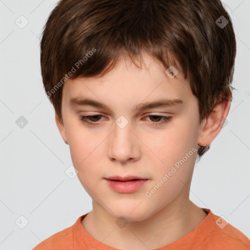 Neutral white child male with short  brown hair and brown eyes