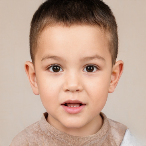 Neutral white child male with short  brown hair and brown eyes