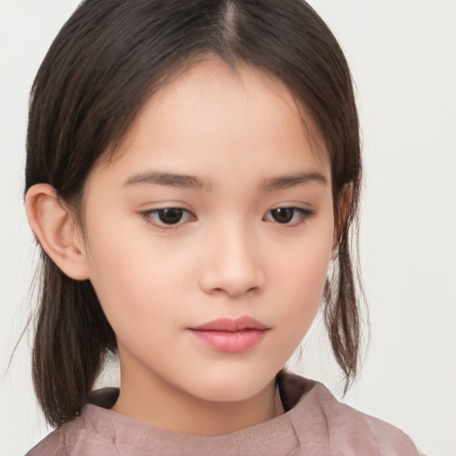 Neutral white child female with medium  brown hair and brown eyes