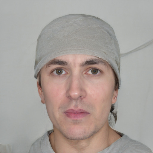 Neutral white adult male with short  black hair and brown eyes