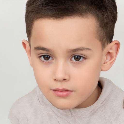 Neutral white child male with short  brown hair and brown eyes