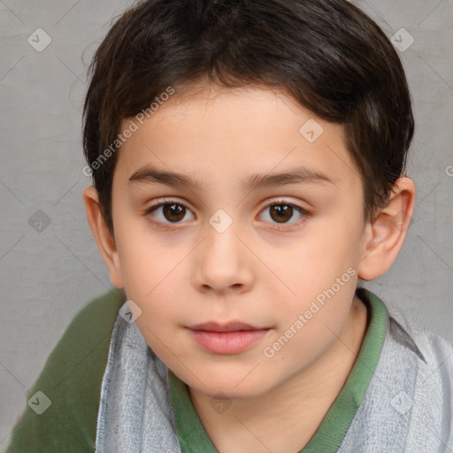 Neutral white child female with short  brown hair and brown eyes