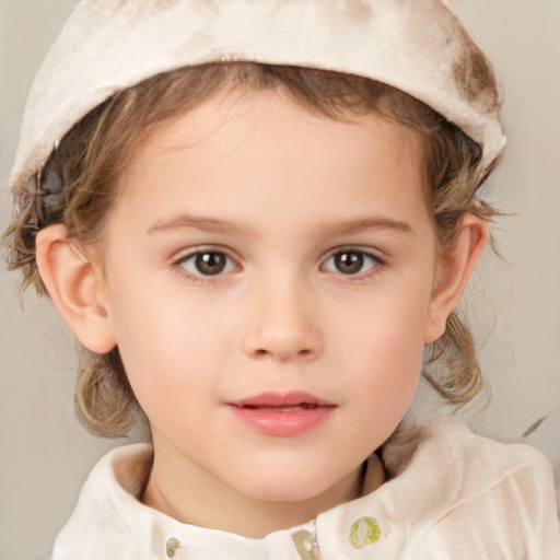 Neutral white child female with medium  brown hair and brown eyes