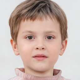 Neutral white child male with short  brown hair and brown eyes