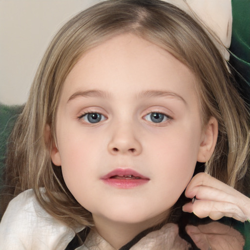 Neutral white child female with medium  brown hair and brown eyes